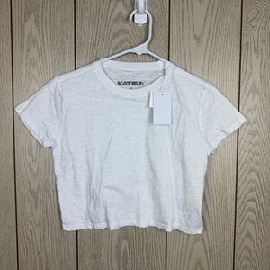 Katie J NYC Teen Tween Girls Boxy Crop Cotton T-Shirt White $48 Multiple Sizes
